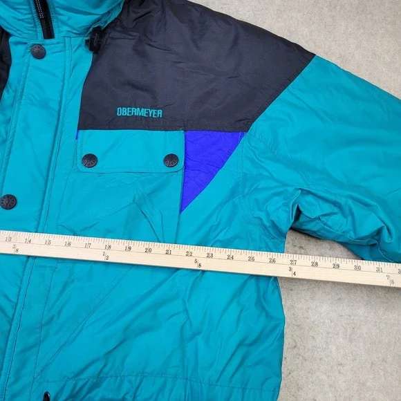 Vintage‎ Obermeyer Ski Jacket Skiwear Blue Black Coat Mens XL Long 90s Hooded